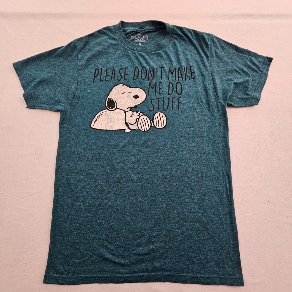 Snoopy Don't Make Me Do Stuff Blue Short Sleeve Cotton Blend T-Shirt Adult S